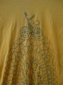 yellow-blue bicycle shirt detail