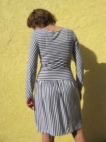 striped jersey dress, back view