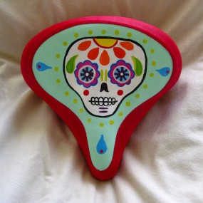 key lime Day of the Dead bike seat cover