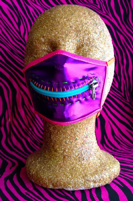 purple metallic  zipper dust mask for Burning Man