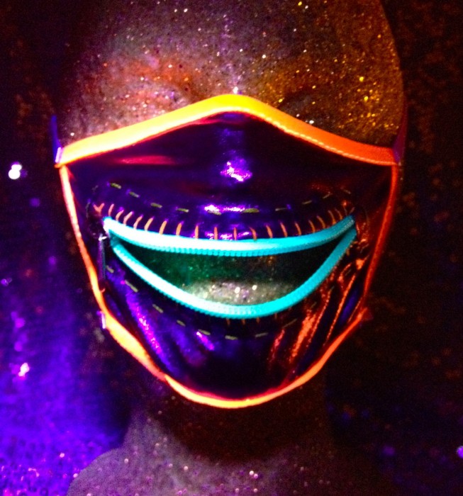 glowing zipper dust mask for Burning Man