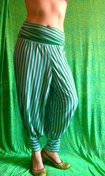 striped genie pants