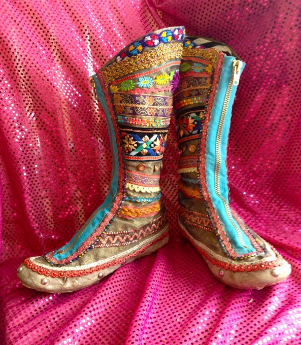rainbow ribbon boots