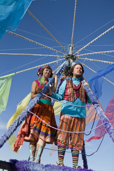 rainbow Burning Man wedding, Made by Julianne, photo by Blake Gardner