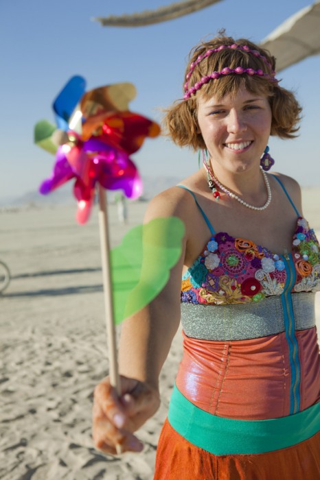 rainbow Burning Man wedding, Made by Julianne, photo by Blake Gardner