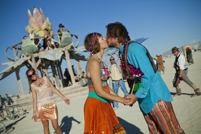 rainbow Burning Man wedding, Made by Julianne, photo by Alex Finseth