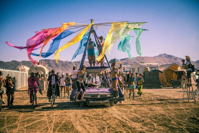 rainbow Burning Man wedding, Made by Julianne, Photos by Aleck Gandel