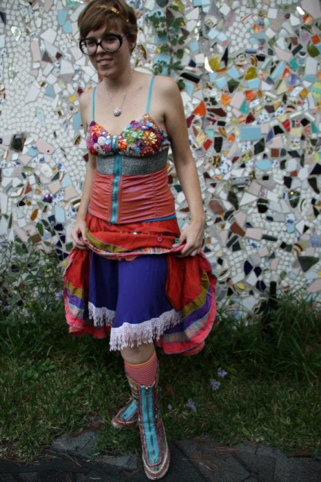 rainbow Burning Man wedding, Made by Julianne, photo by Alex Finseth