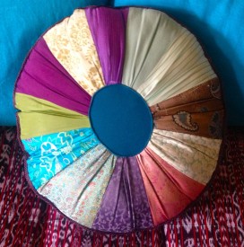 rainbow pillow, made by Julianne