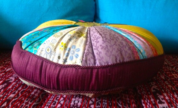 rainbow pillow, made by Julianne