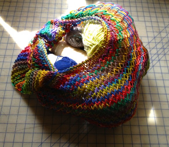 knit rainbow bag, made by Julianne