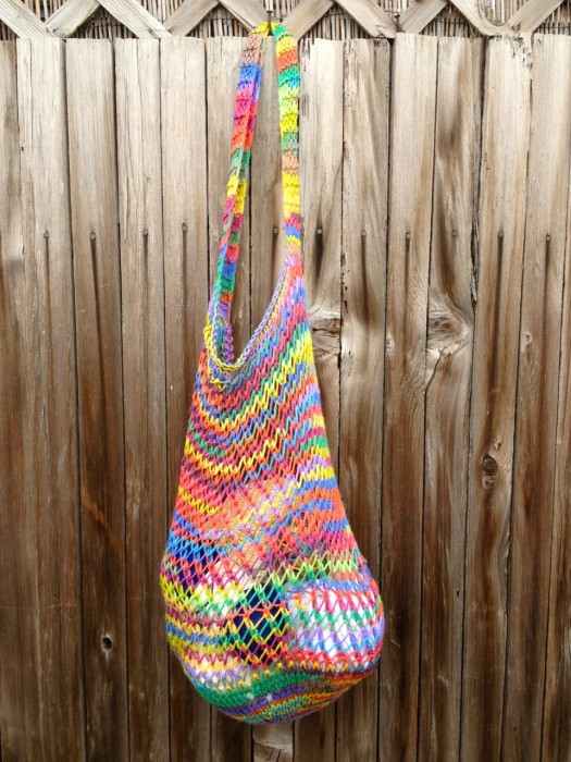 knit rainbow bag, made by Julianne