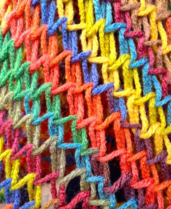 knit rainbow bag, made by Julianne