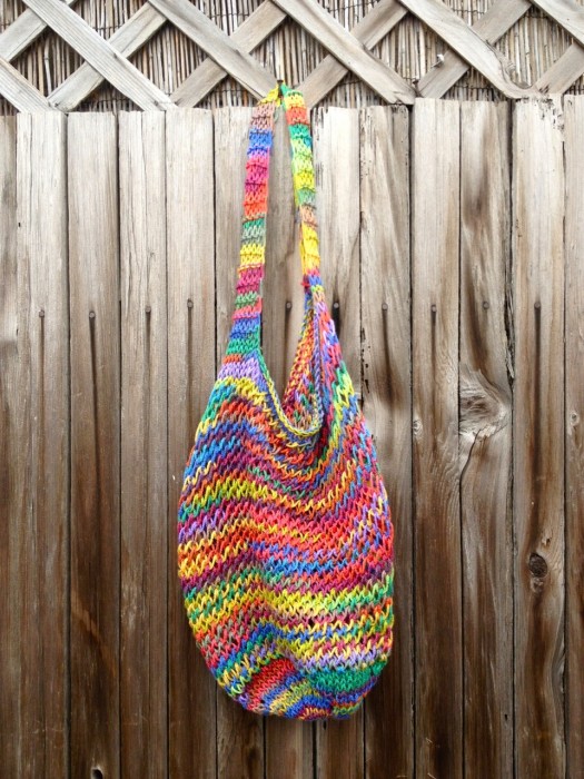 knit rainbow bag, made by Julianne