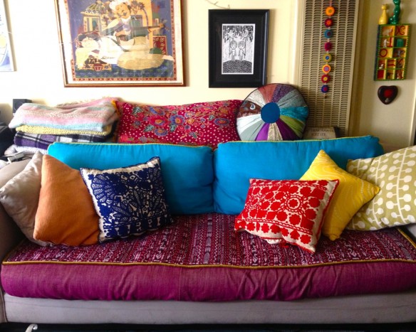 rainbow pillows, made by Julianne