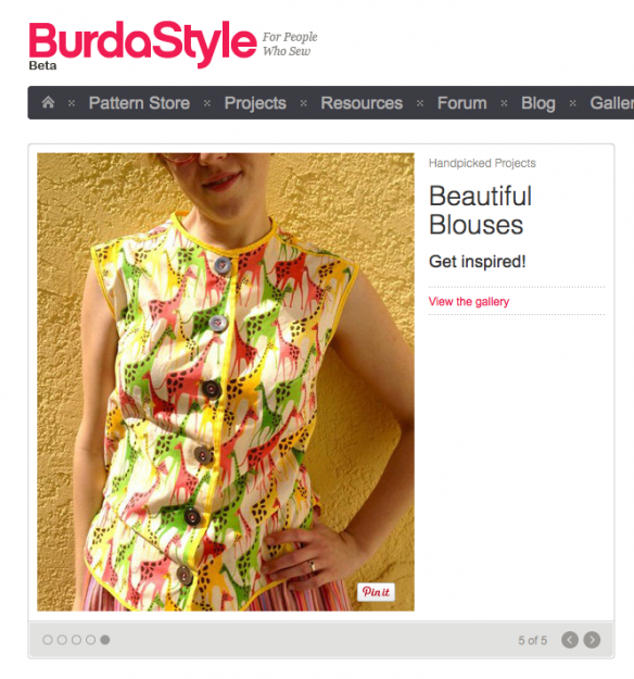 vintage giraffe blouse on Burda, made by Julianne