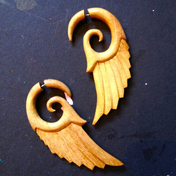 feather earrings, made by Julianne