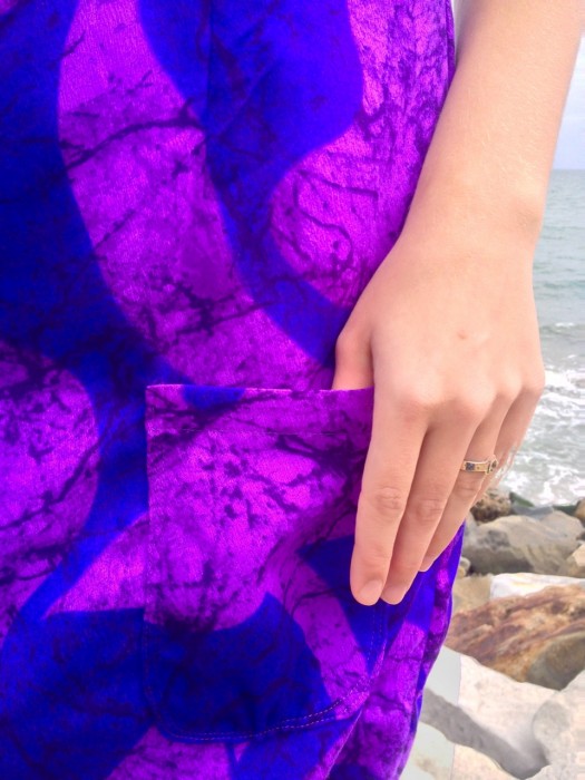 purple Hawaiian shift dress, made by Julianne