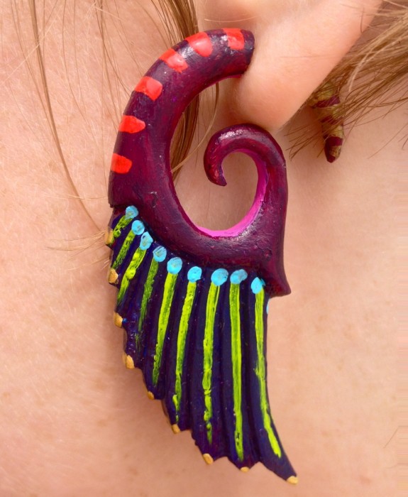 feather earrings, made by Julianne