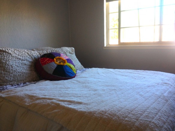 rainbow pillow, made by Julianne