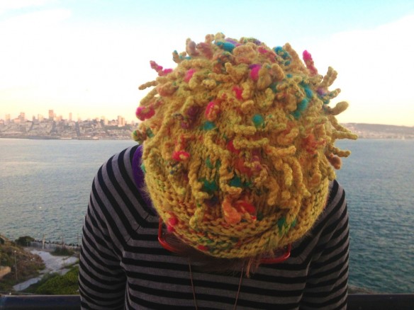 yellow anemone hat, made by Julianne