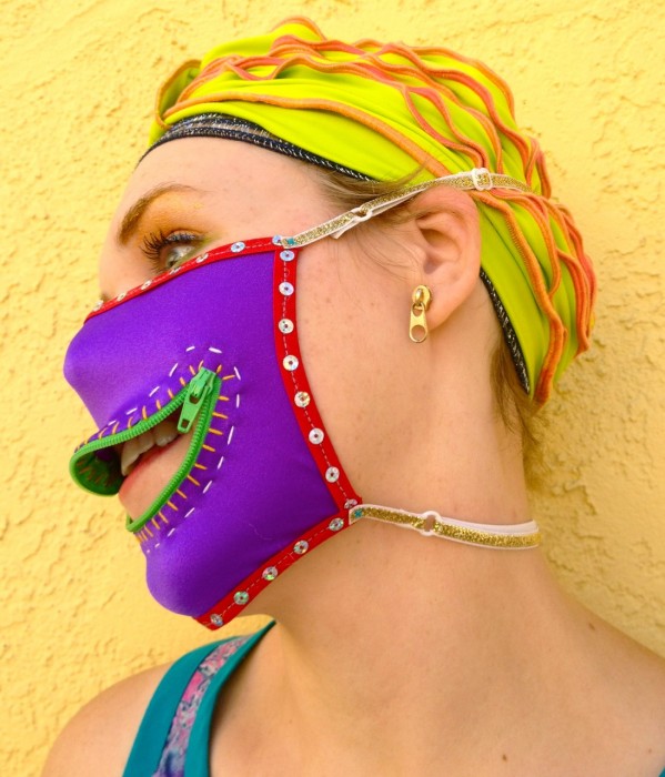 sequin zipper gag mask, made by Julianne