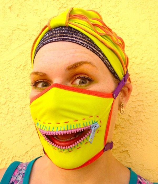 neon zipper gag mask, made by Julianne