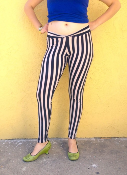 black and white stripes leggings, made by Julianne