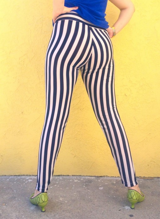 black and white stripes leggings, made by Julianne