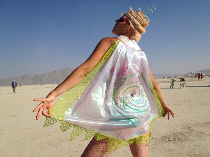 spiral galaxy cape, Burning Man 2013, made by Julianne