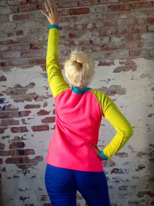 neon raglan sweatshirt, made by Julianne