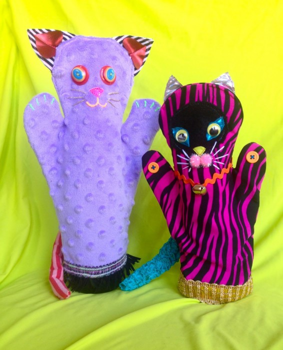 cat puppets, made by Julianne