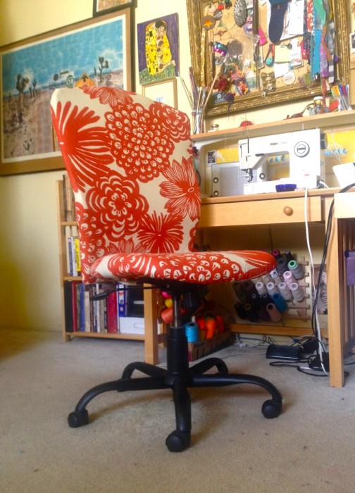 recovered chair, made by Julianne