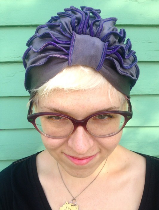 gray turban, made by Julianne