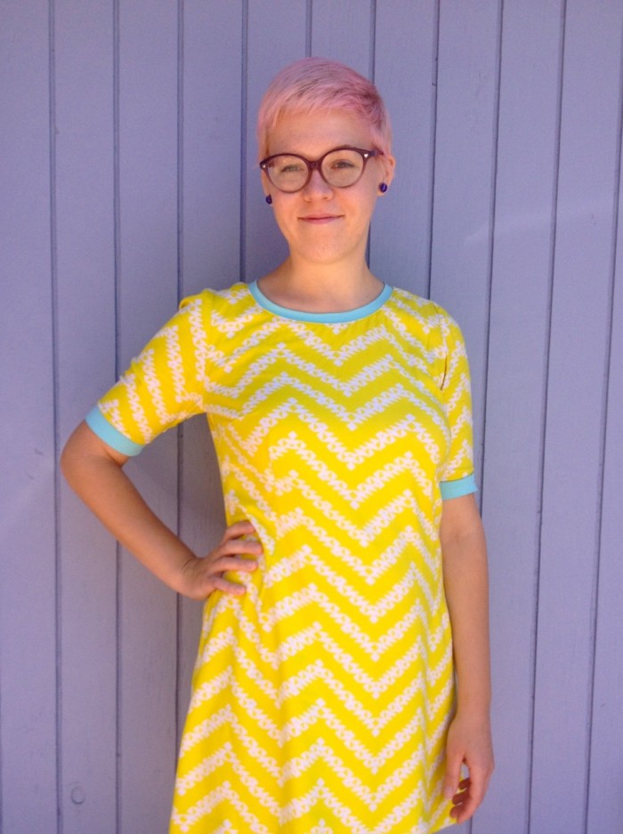 yellow zigzag dress, made by julianne