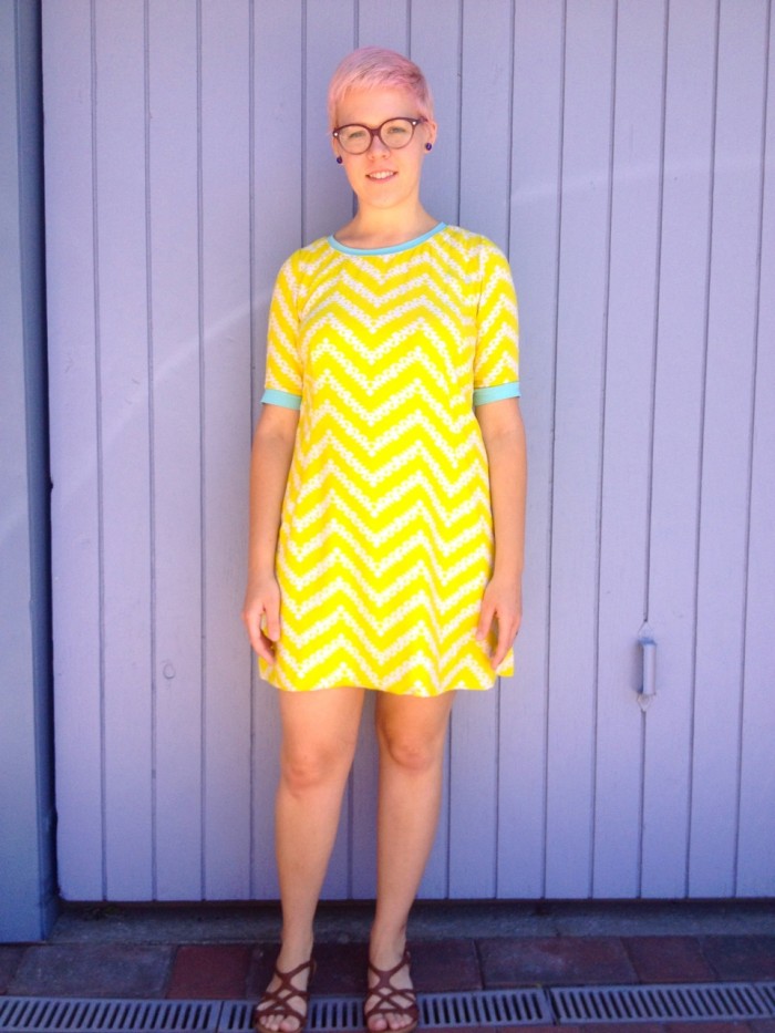 yellow zigzag dress, made by Julianne