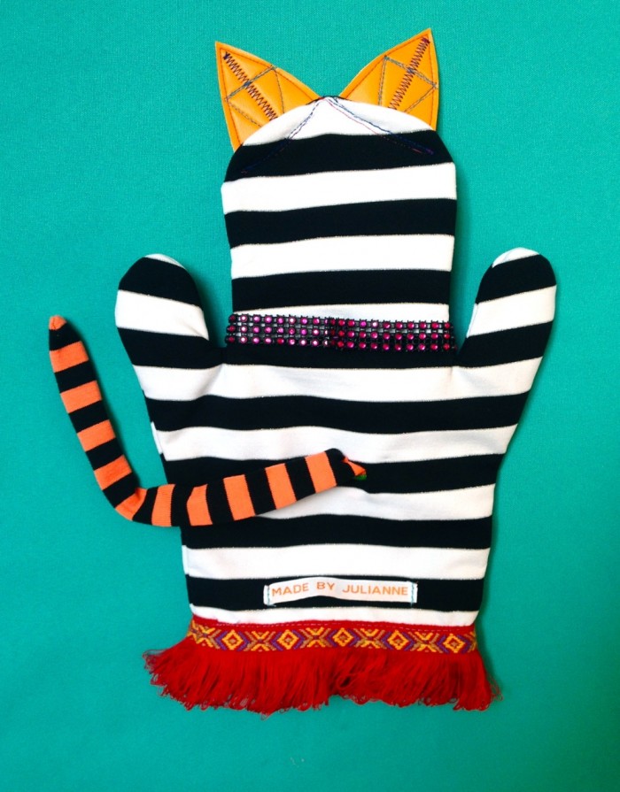 cat puppet, made by julianne