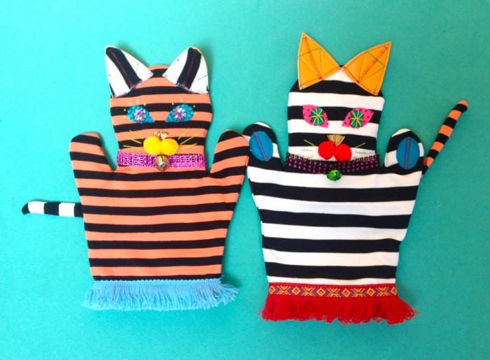 cat puppet, made by julianne