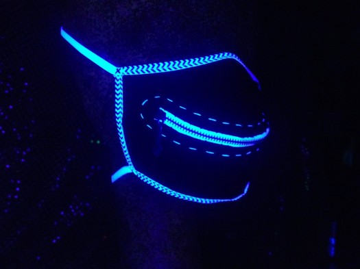 neon zipper mask, made by Julianne