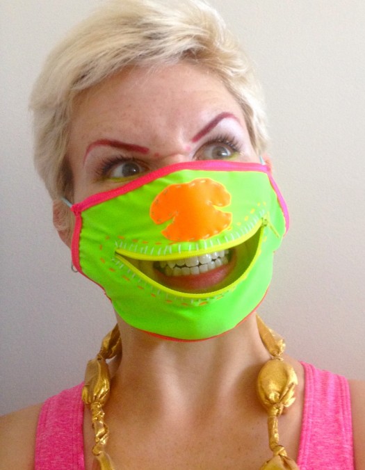 neon zipper mask, made by Julianne