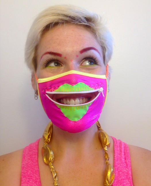 neon zipper mask, made by Julianne