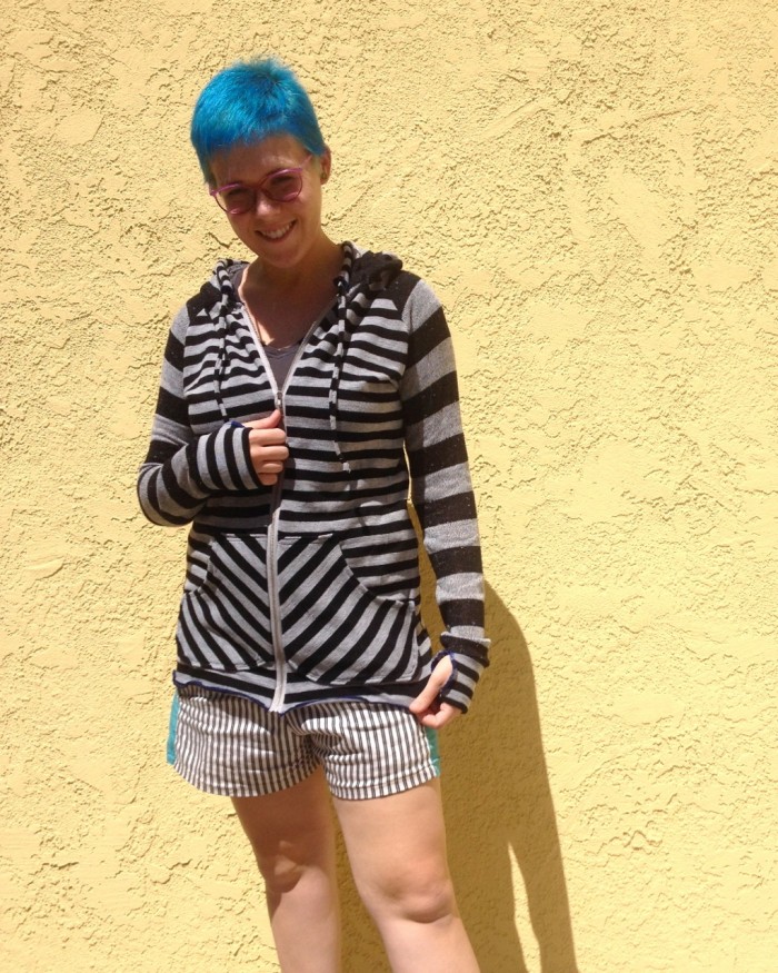 striped hoodie, made by Julianne