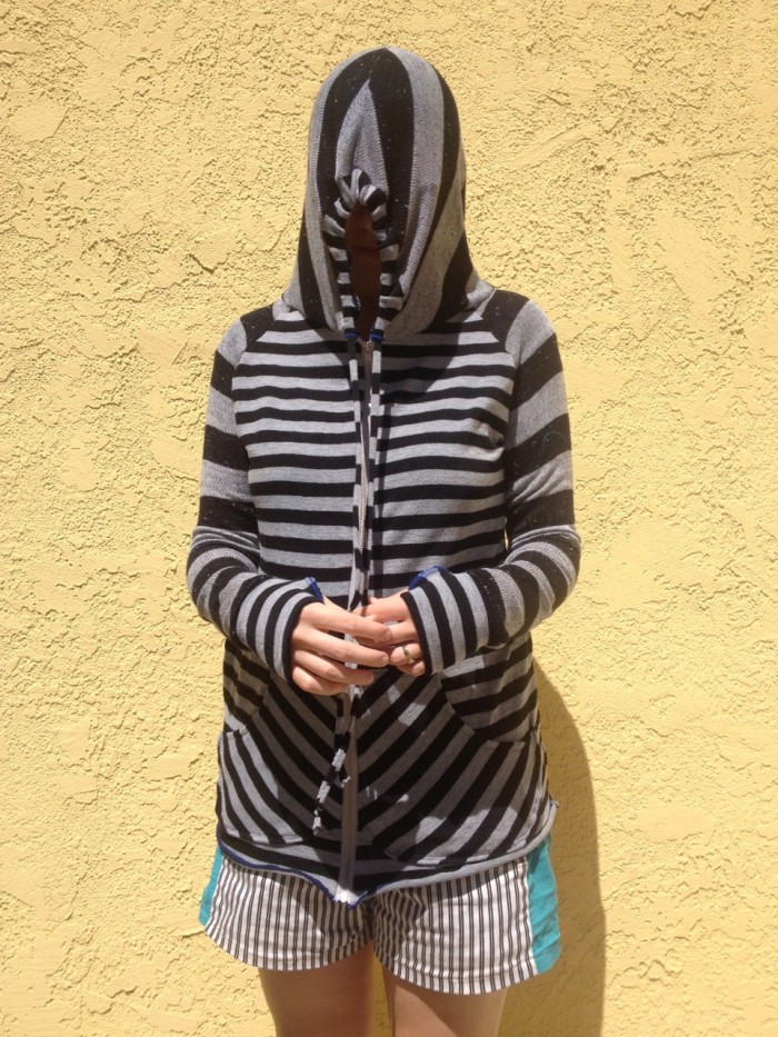 striped hoodie, made by Julianne
