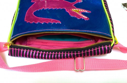 baby pink alligator fanny pack, made by Julianne